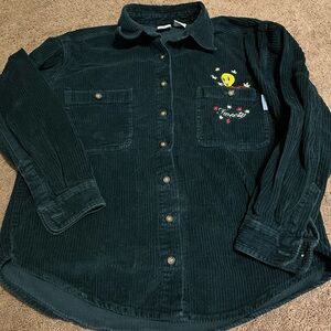 Dark Green Corduroy vintage looney toons top size small